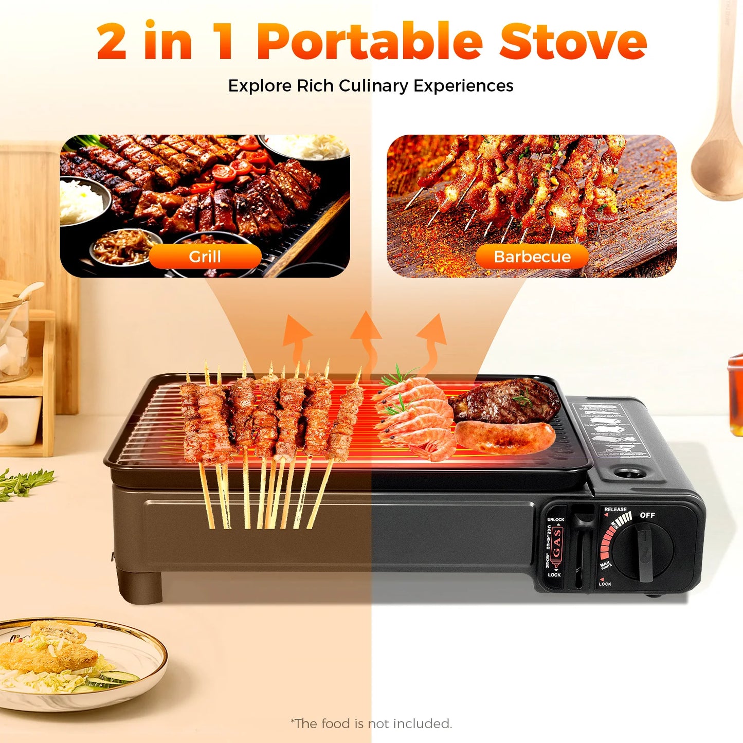Bymaocar Portable Butane Gas Stove Grill For Outdoor Barbecue