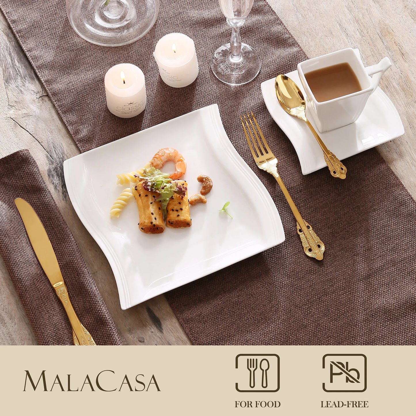 MALACASA Flora Porcelain Coffee Cup and Saucer Set