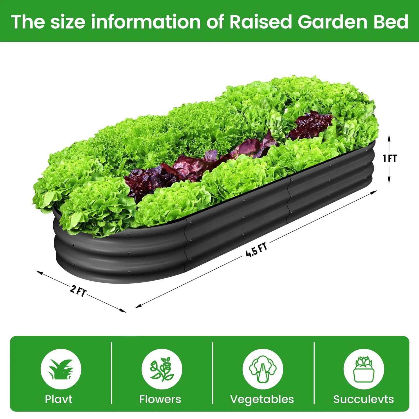 HiMISS Oval Galvanized Steel Raised Garden Bed Two-Pack