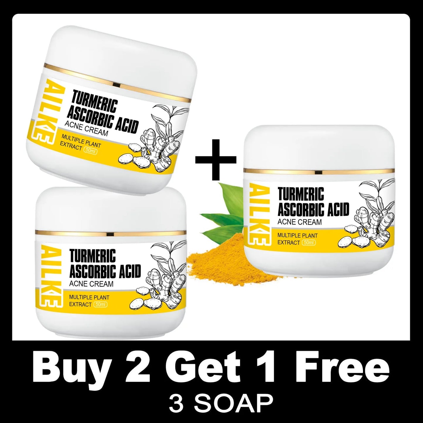 AILKE Organic Turmeric Skin Care Set For Brightening Acne Removal