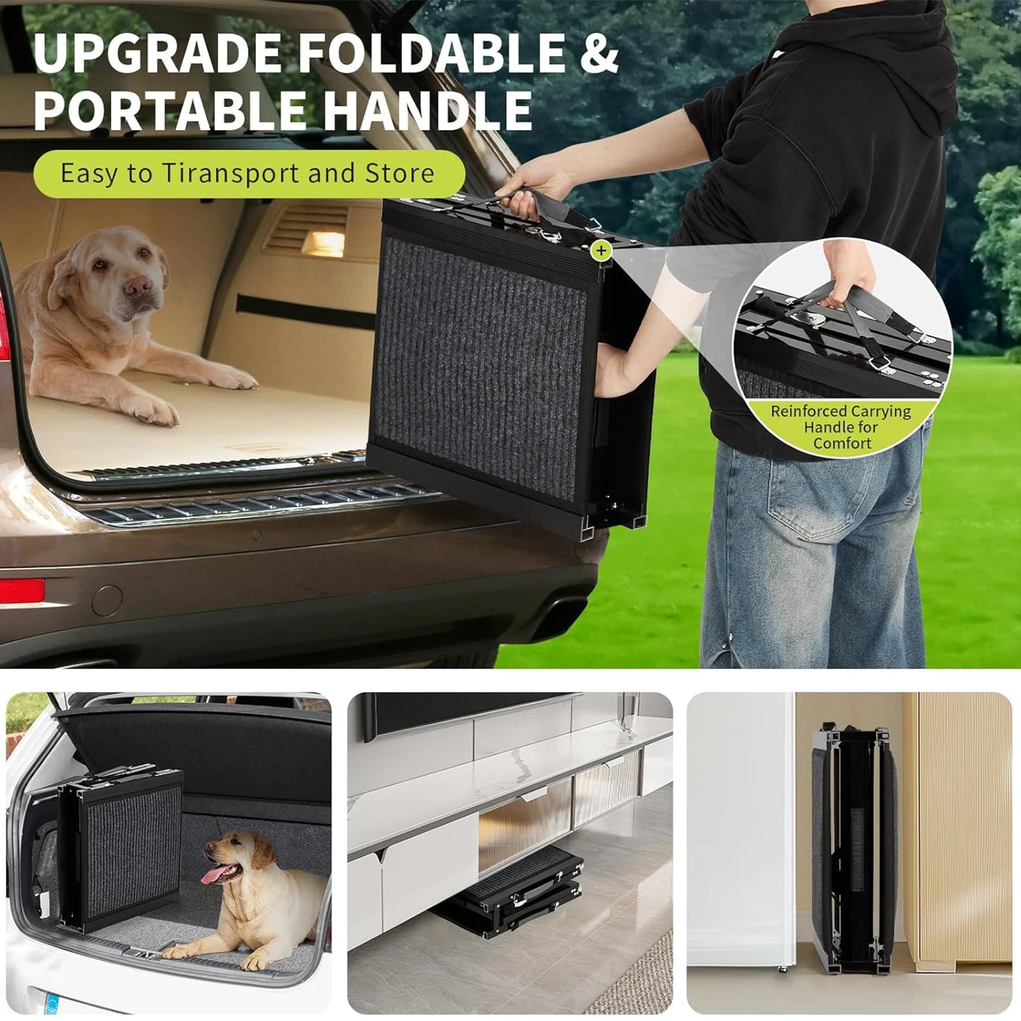 HiMISS Upgraded Dog Ramp for Cars Folding Ramp Non Slip