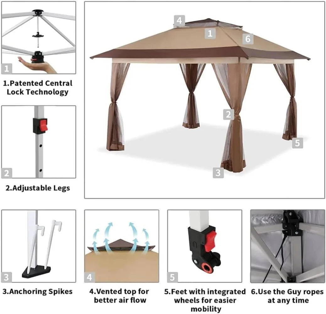 Easy Setup Pop Up Gazebo Canopy Tent For Outdoor Patio