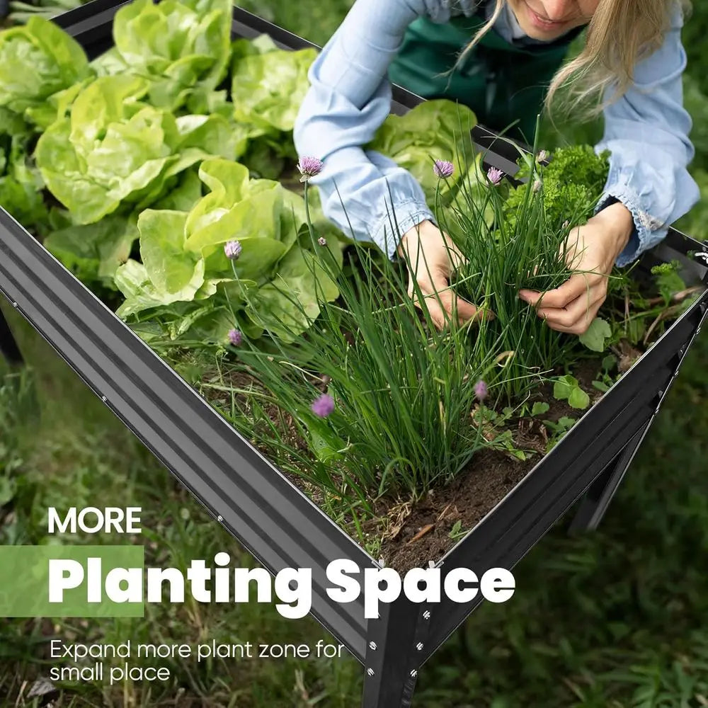 Ticify Raised Garden Bed With Cover Galvanized Planter