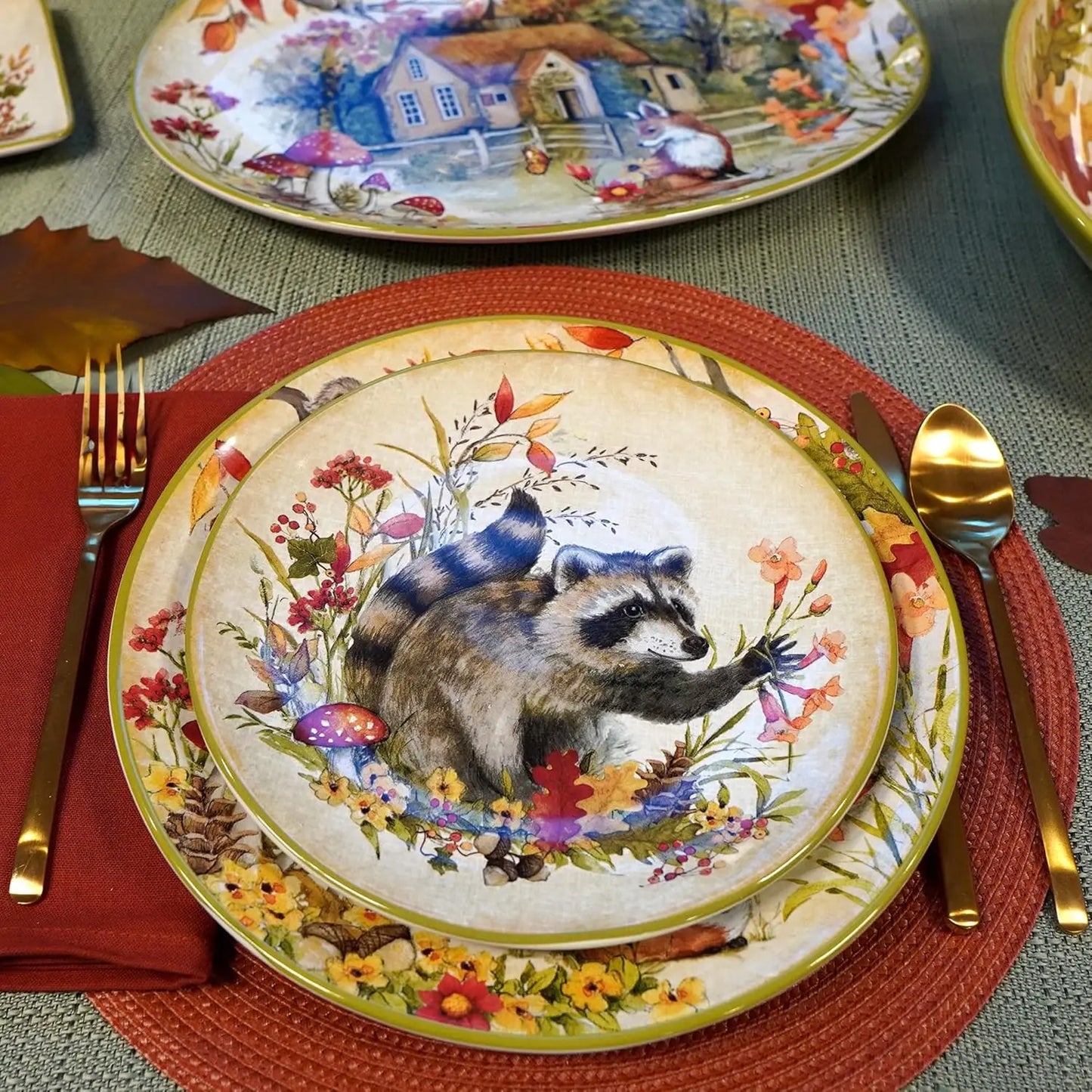 Woodland Critters Ceramic Salad And Dessert Plates Set Of 4