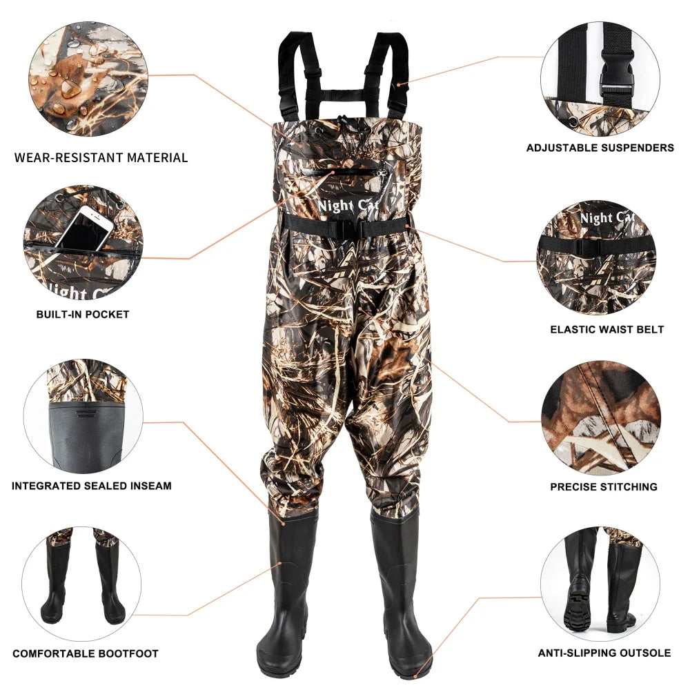 Night Cat Waterproof Chest Waders Bootfoot For Men And Women