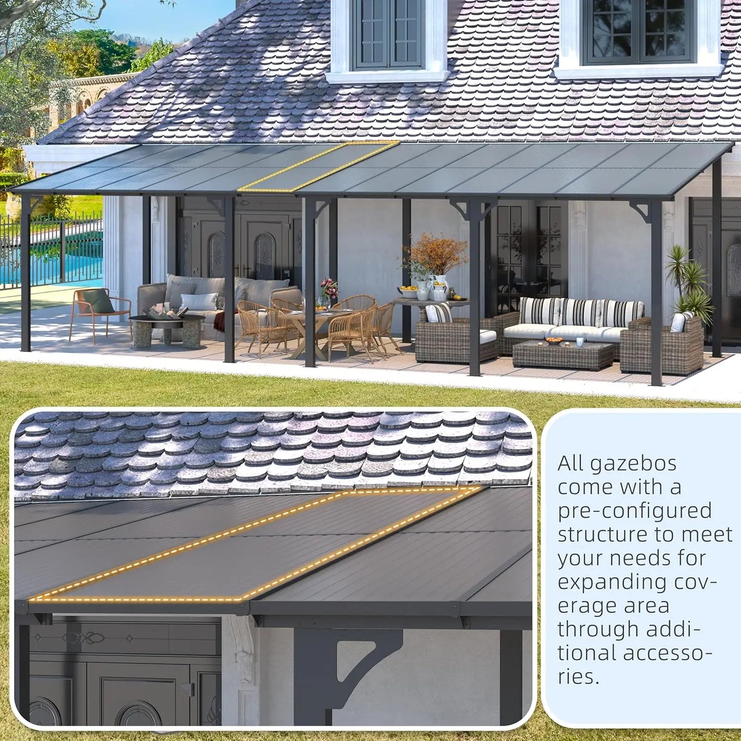 Wall Mounted Gazebo Pergola For Outdoor Patio And Deck