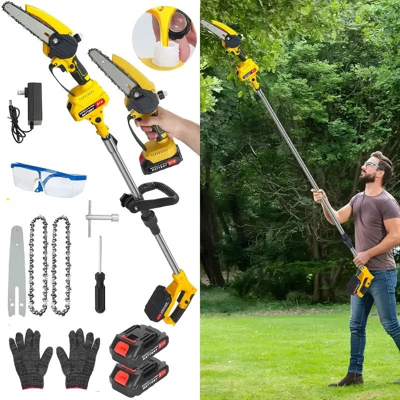 2-In-1 Brushless Electric Telescoping Pole Saw Mini Chainsaw Battery