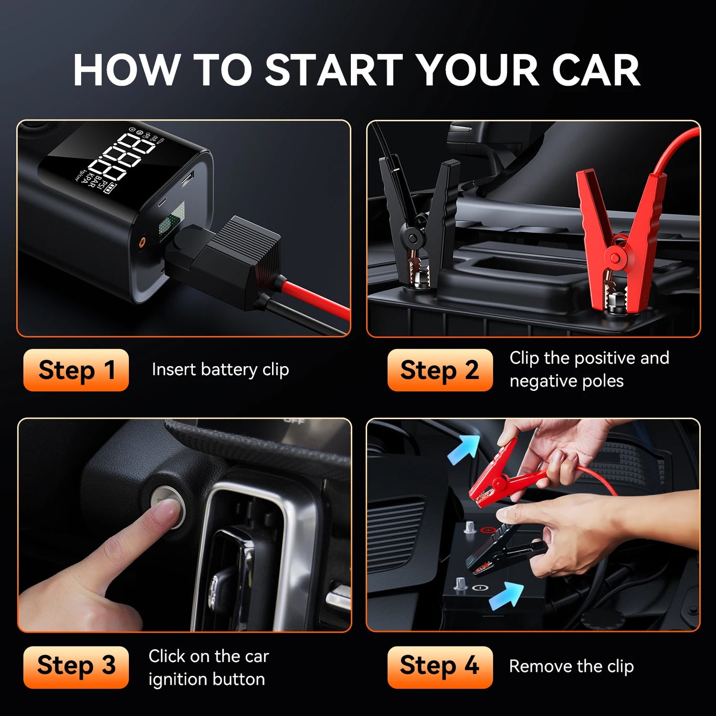 BUVAYE 12V Jump Starter With 150 PSI Air Compressor Powerbank