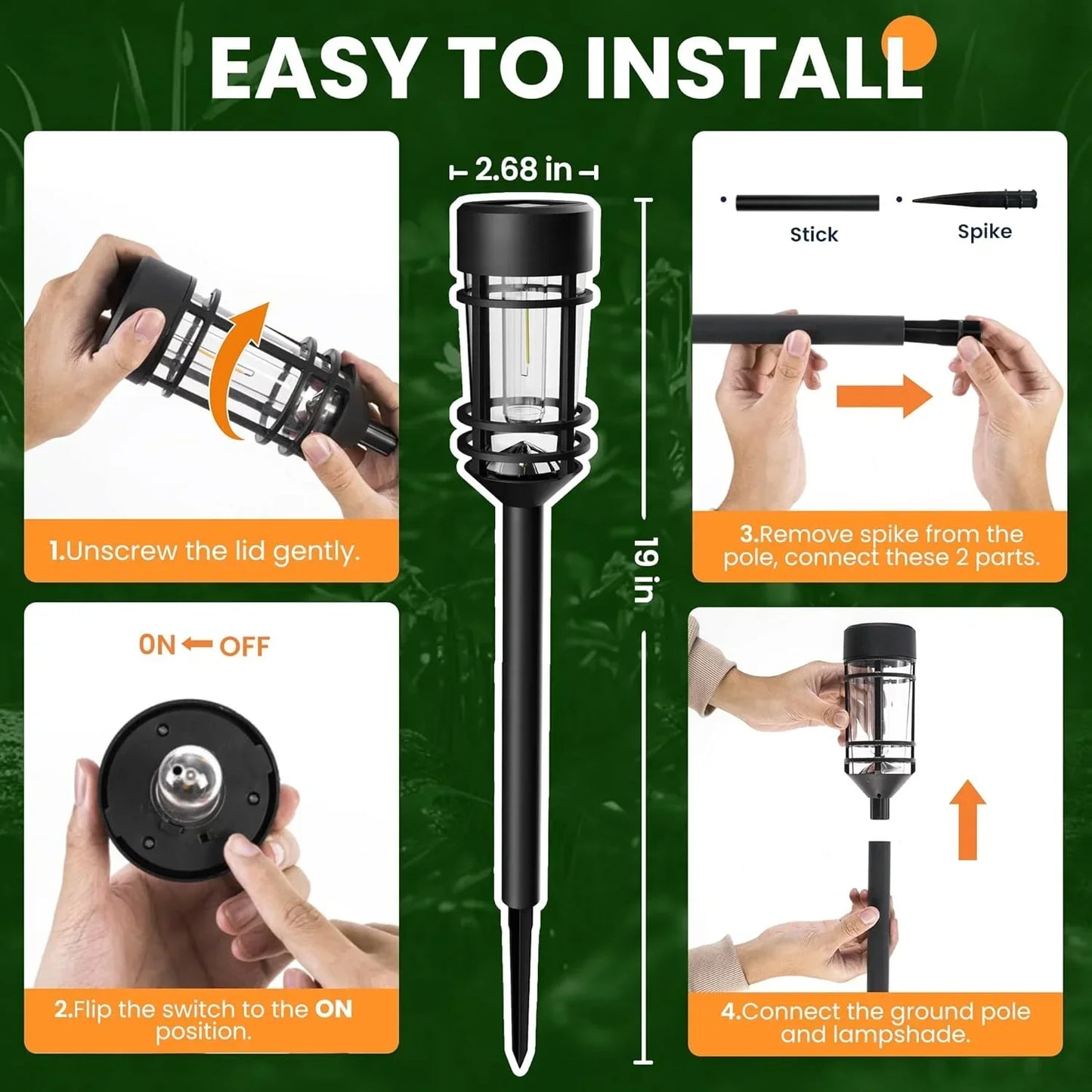 SZRSTH Outdoor Solar Street Lights 4 Pack Waterproof Landscape Lighting