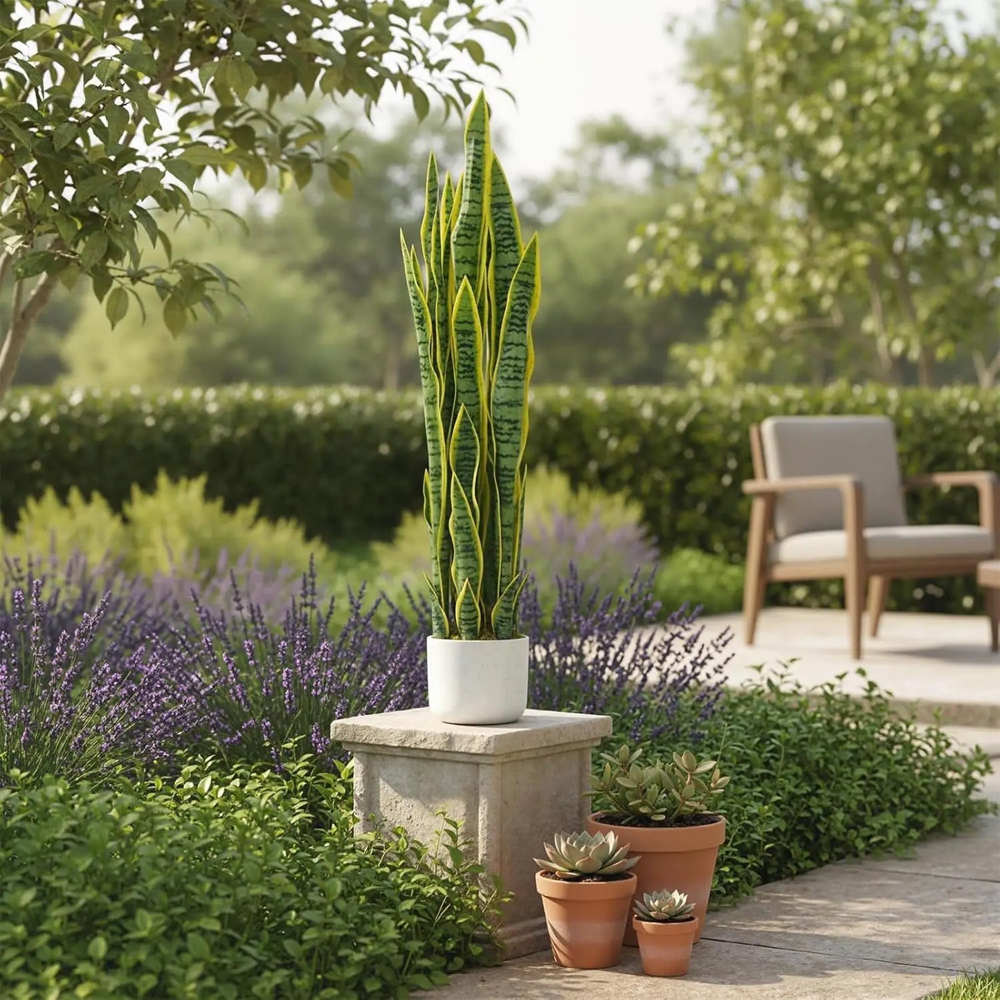 HiMISSCN Sansevieria Snake Plant Artificial in Planter