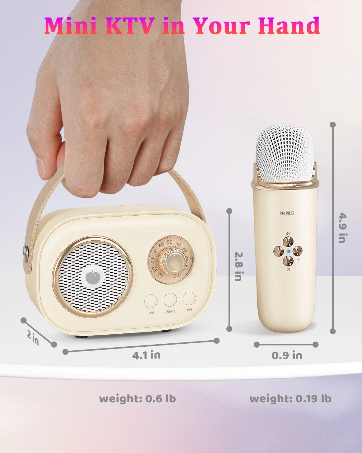 PRUNUS Karaoke Machine Bluetooth Speaker With 2 Wireless Mics