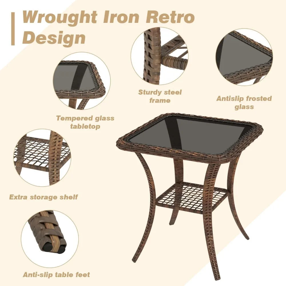 Outdoor 3 Piece Wicker Patio Set With Swivel Rocker Cushions
