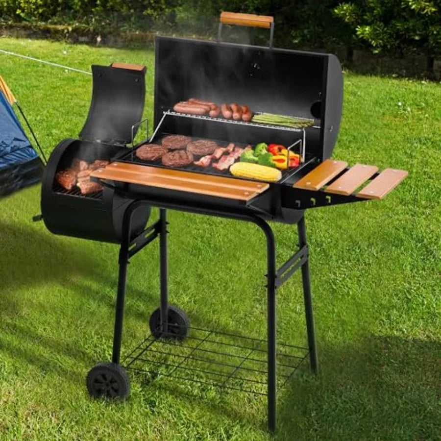 SHXI Outdoor Charcoal Grill With Offset Smoker For Backyard Grilling