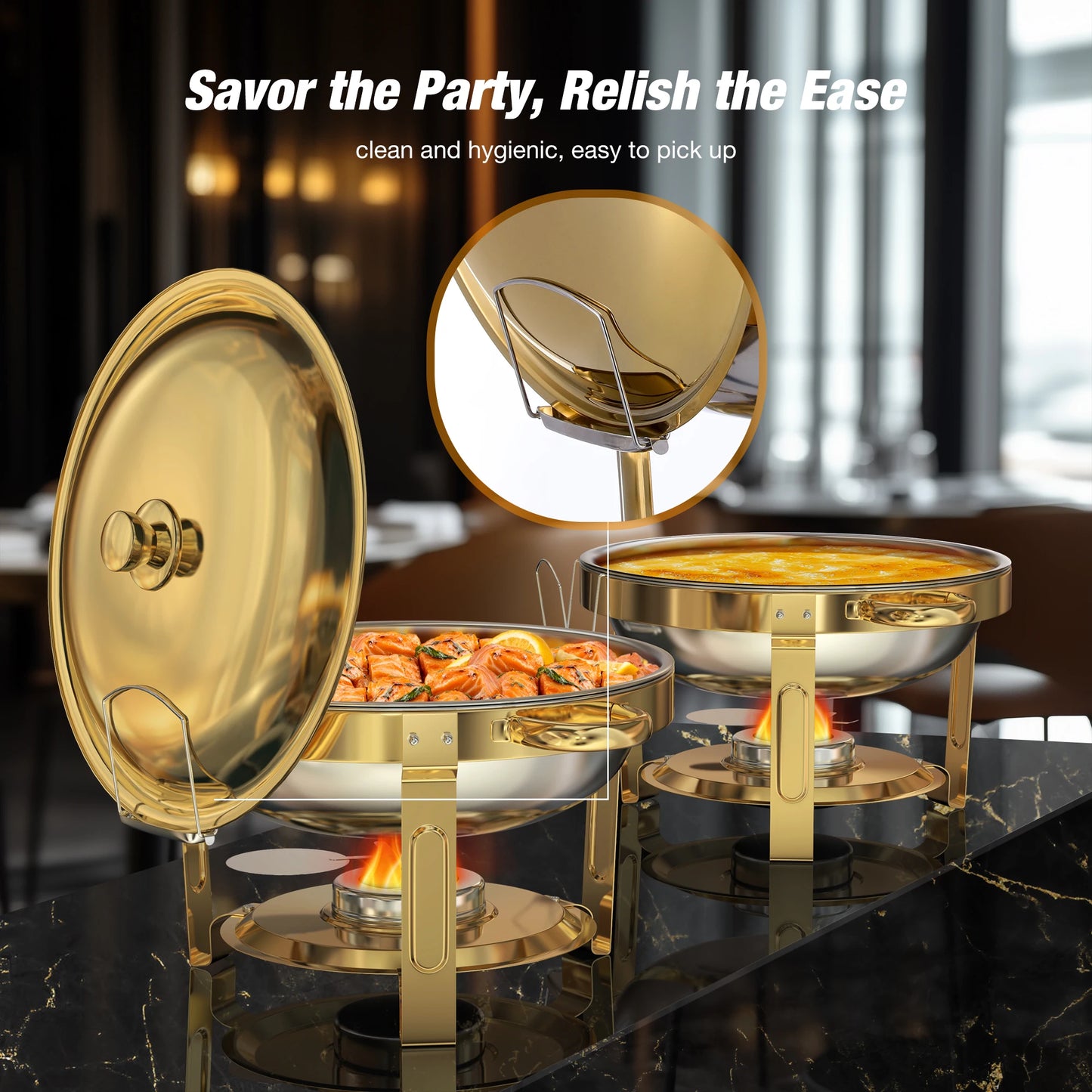 Round 5 Qt Chafing Dishes Buffet Set Stainless Steel Warmers