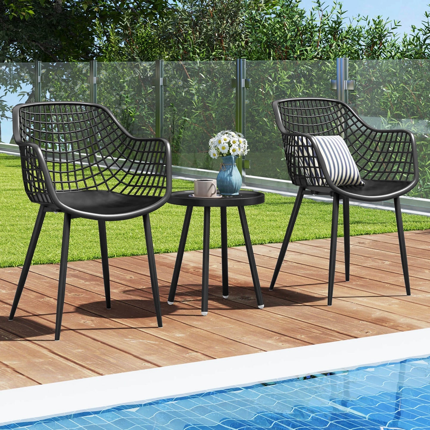 HOMASIS All Weather Patio Bistro Set Table And Chairs