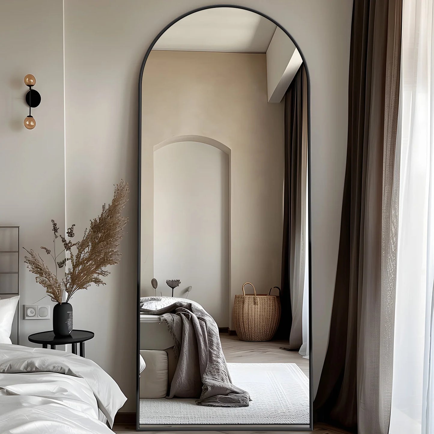 Antok Rectangular Floor Mirror With Stand For Bedroom