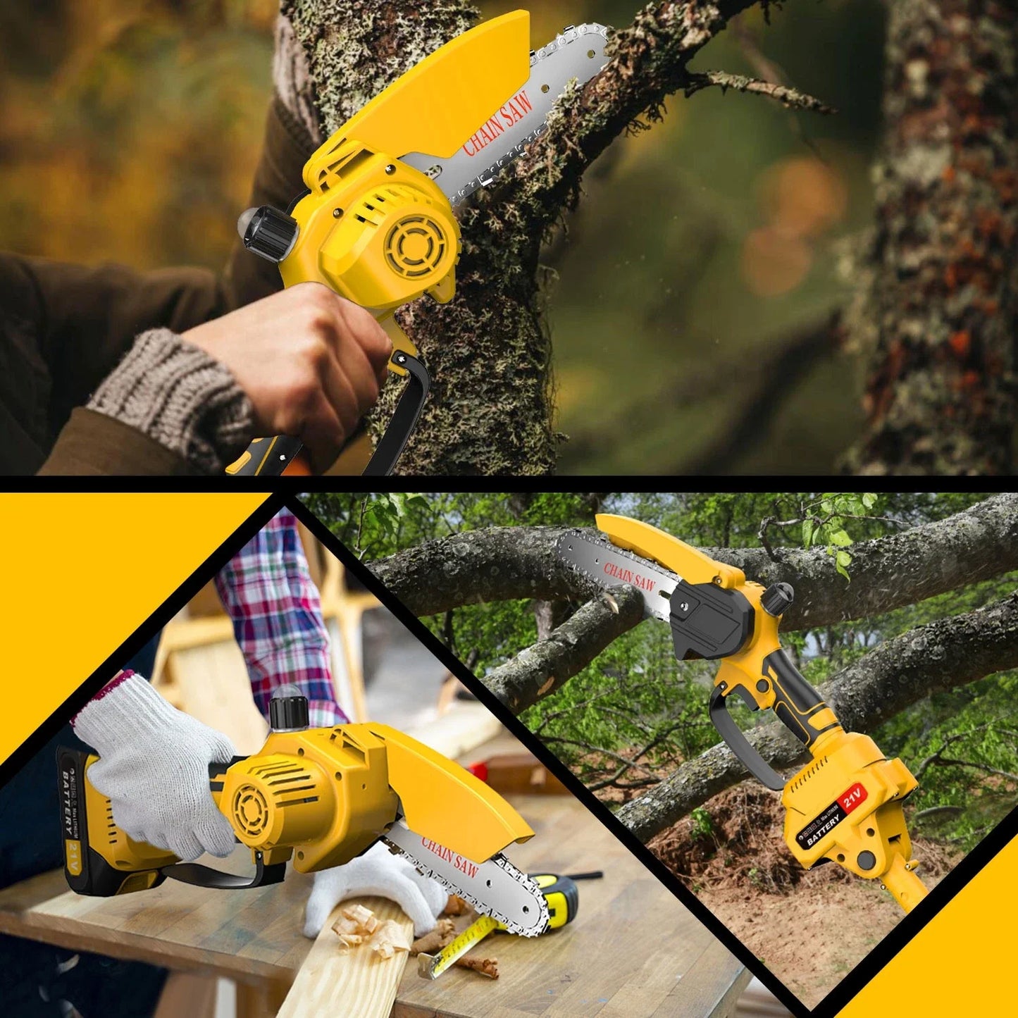 2-In-1 Brushless Electric Telescoping Pole Saw Mini Chainsaw Battery