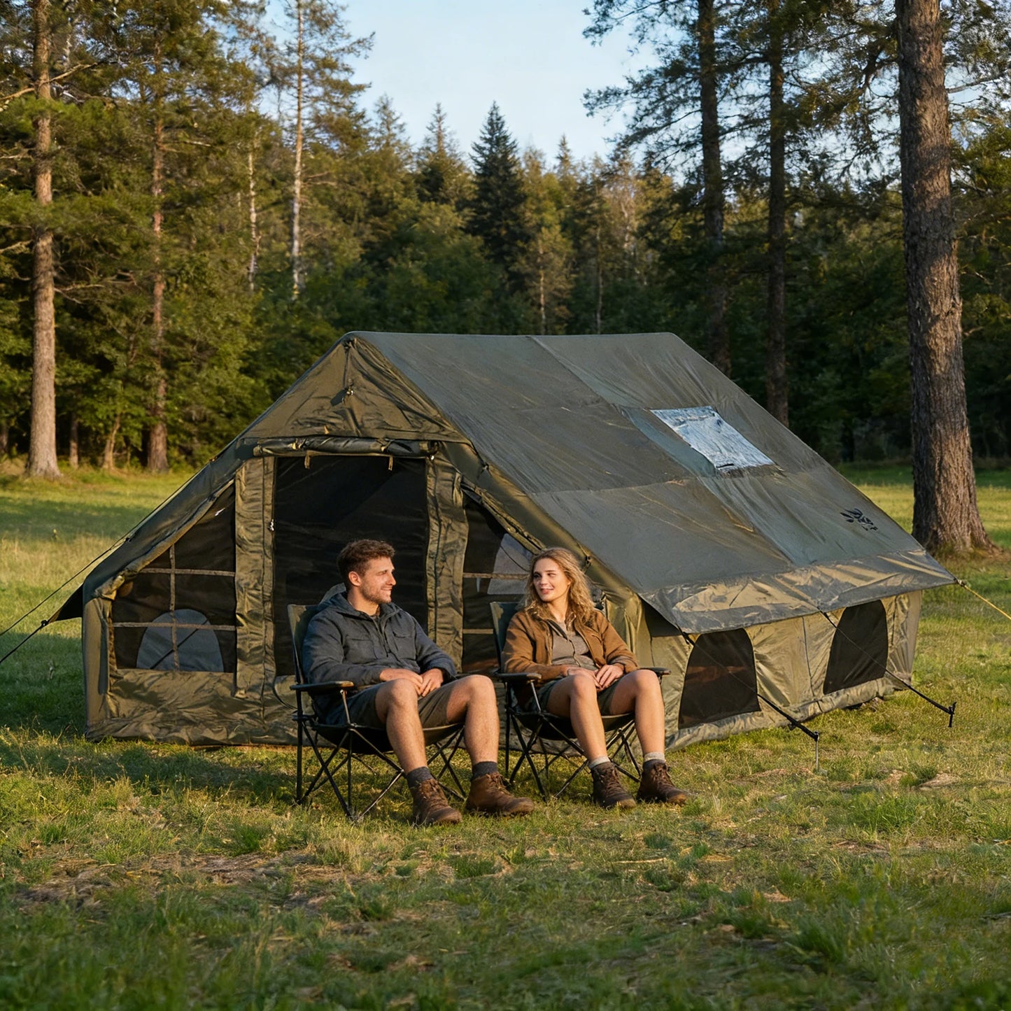 Quick Setup Inflatable Camping Tent For 4-8 People Waterproof