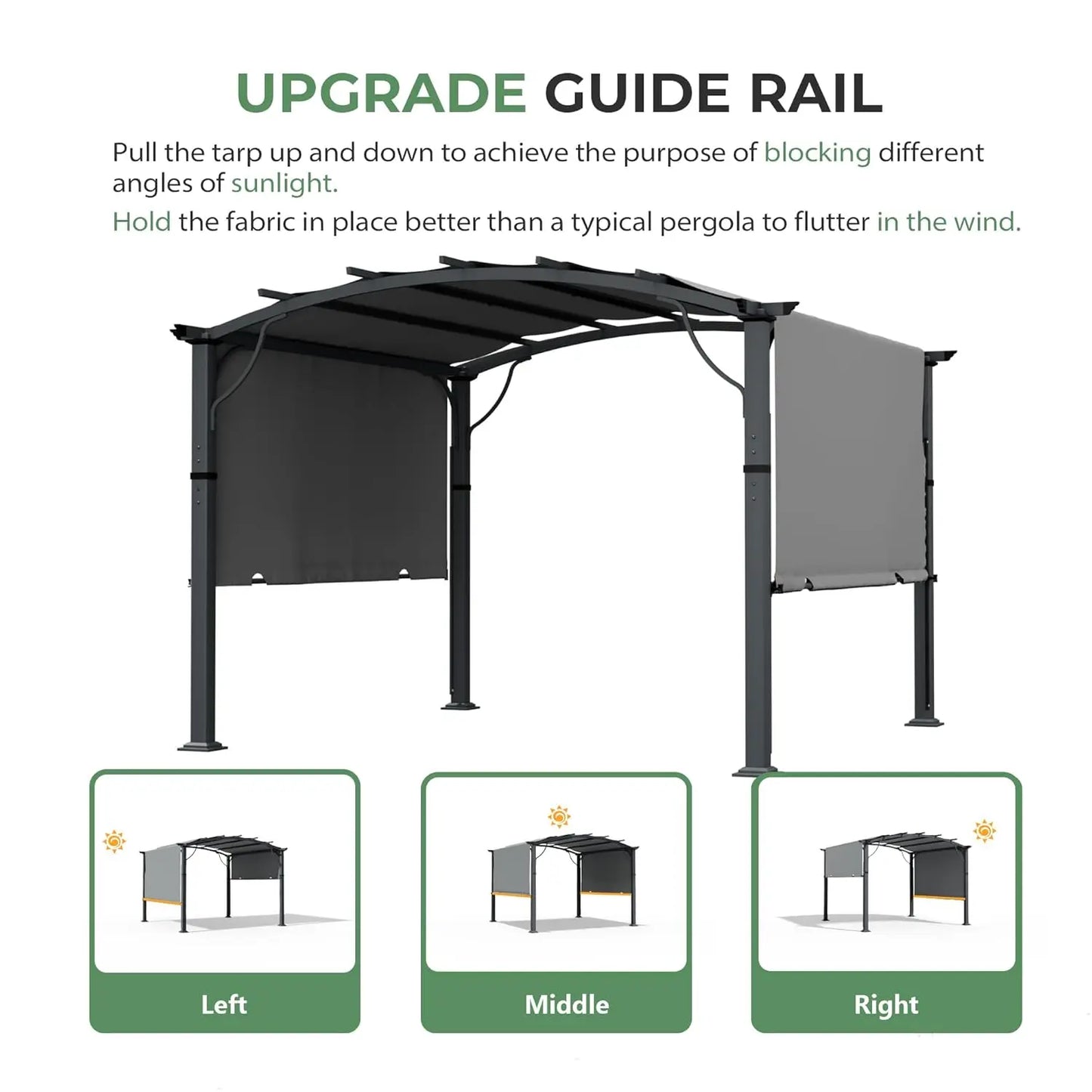 Arched Outdoor Pergola For Deck With Canopy And Aluminum Frame