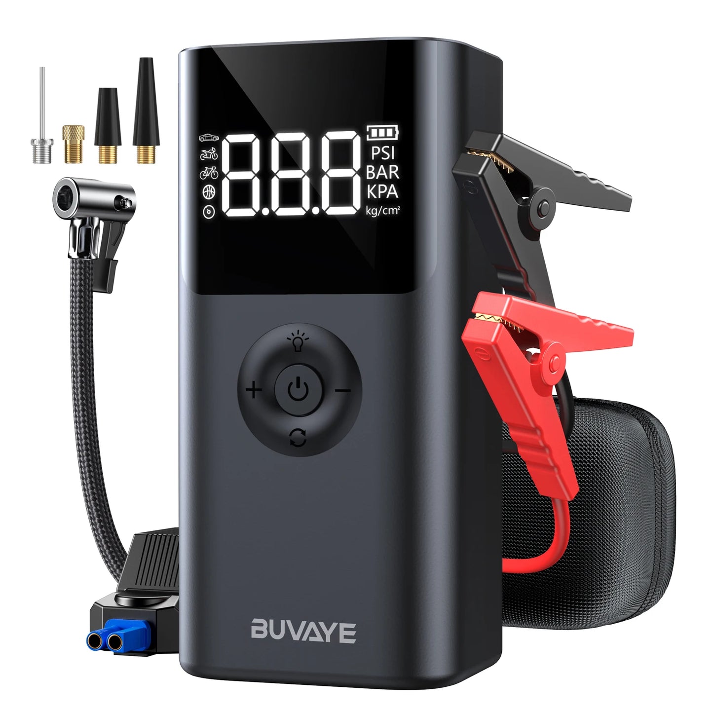 BUVAYE 12V Jump Starter With 150 PSI Air Compressor Powerbank