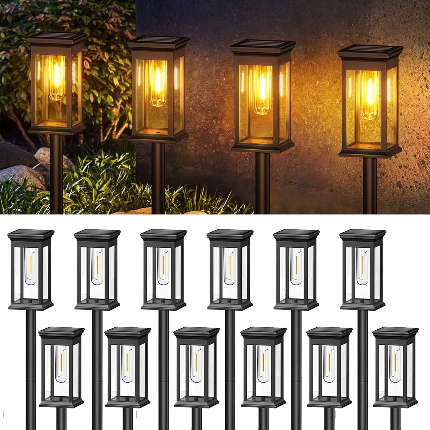 KPSTEK Solar Lights Pack Six Twelve LED Pathway For Yard