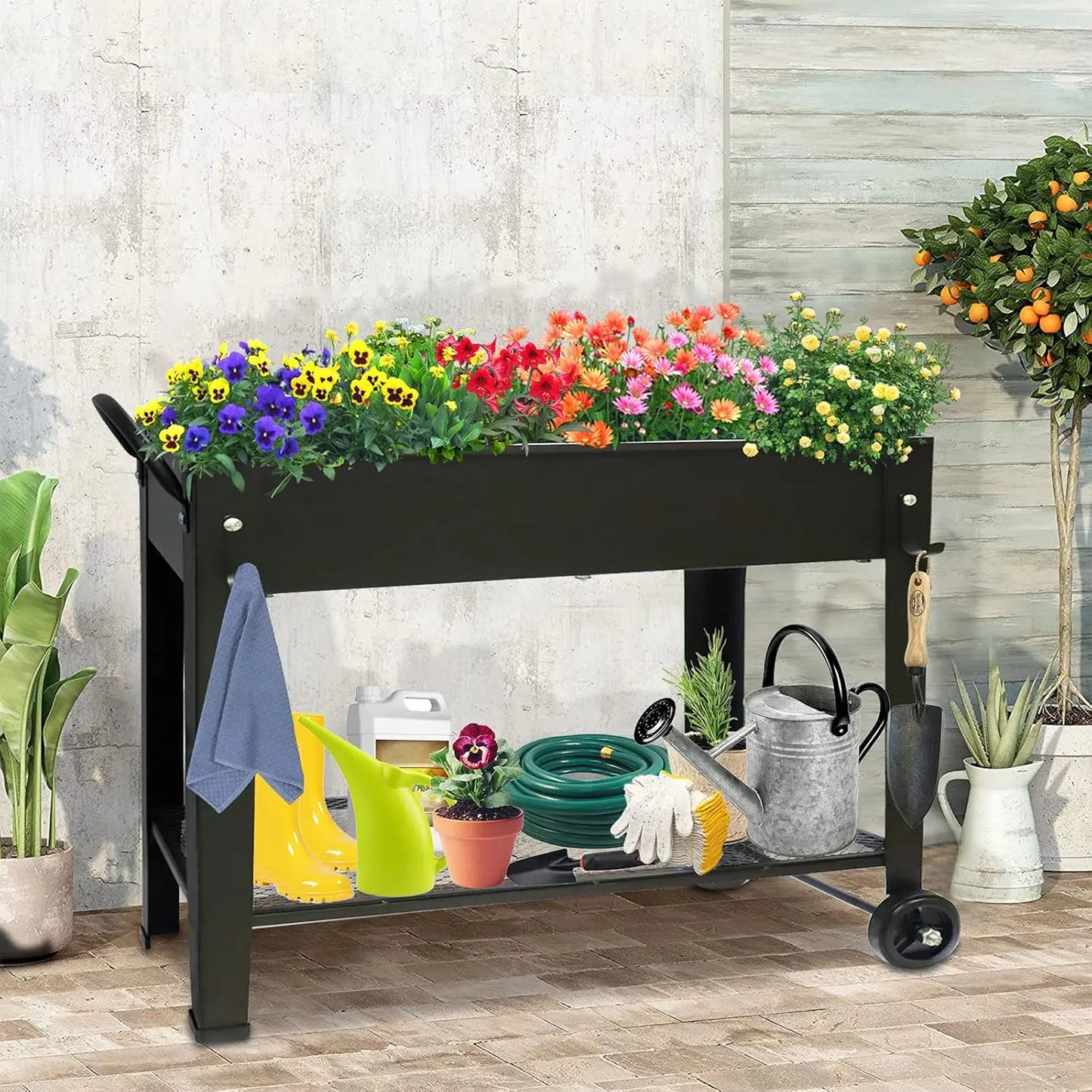 XMSJ Large Raised Planter Bed On Wheels With Legs Garden