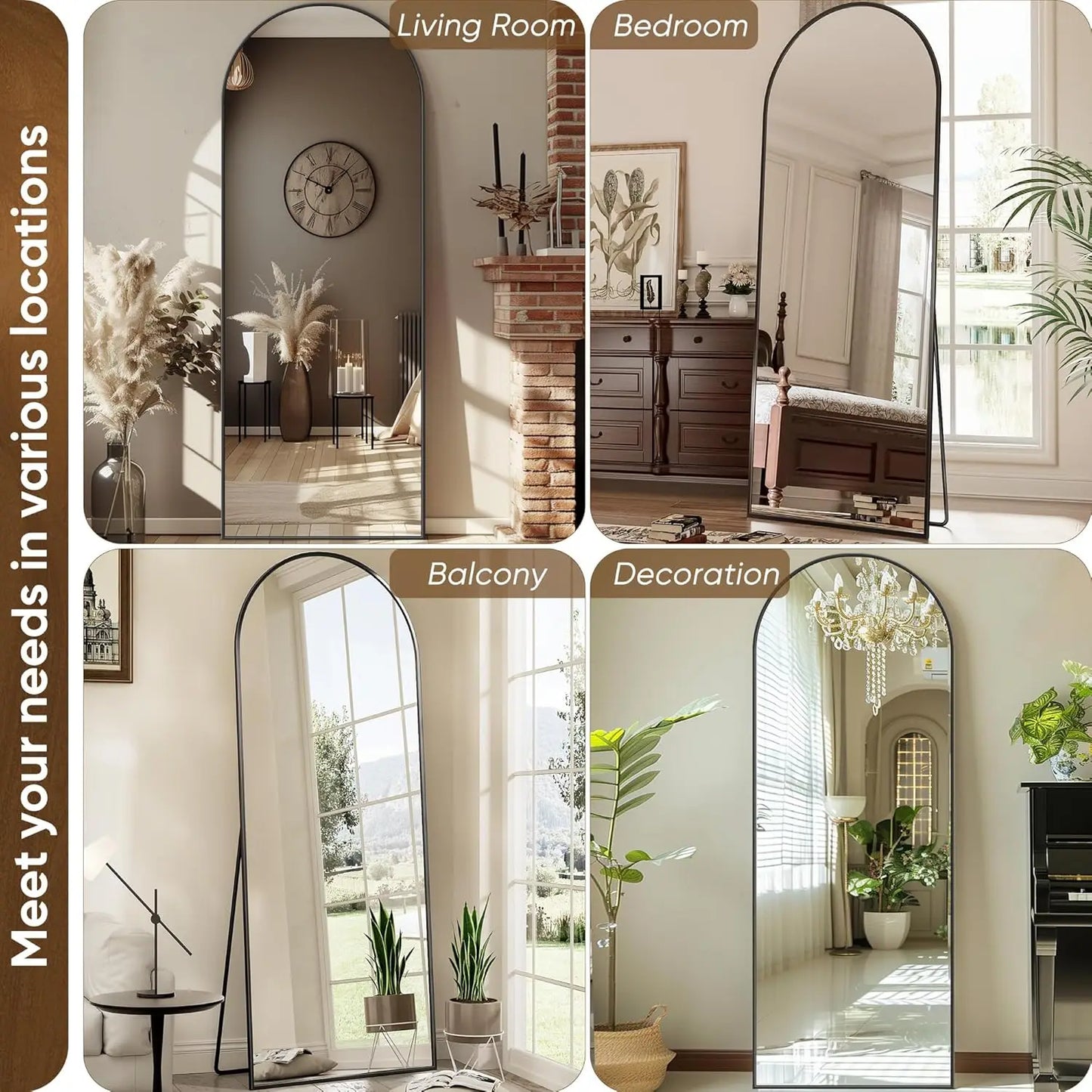 Antok Rectangular Floor Mirror With Stand For Bedroom