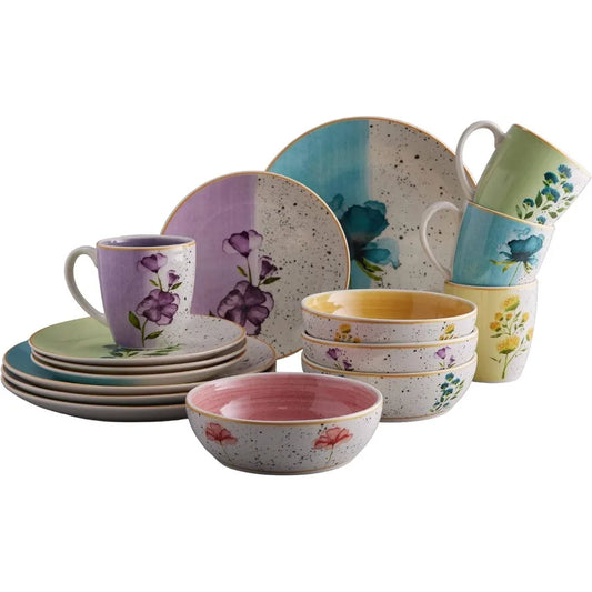 Floral Ceramic Dinnerware Set For Four