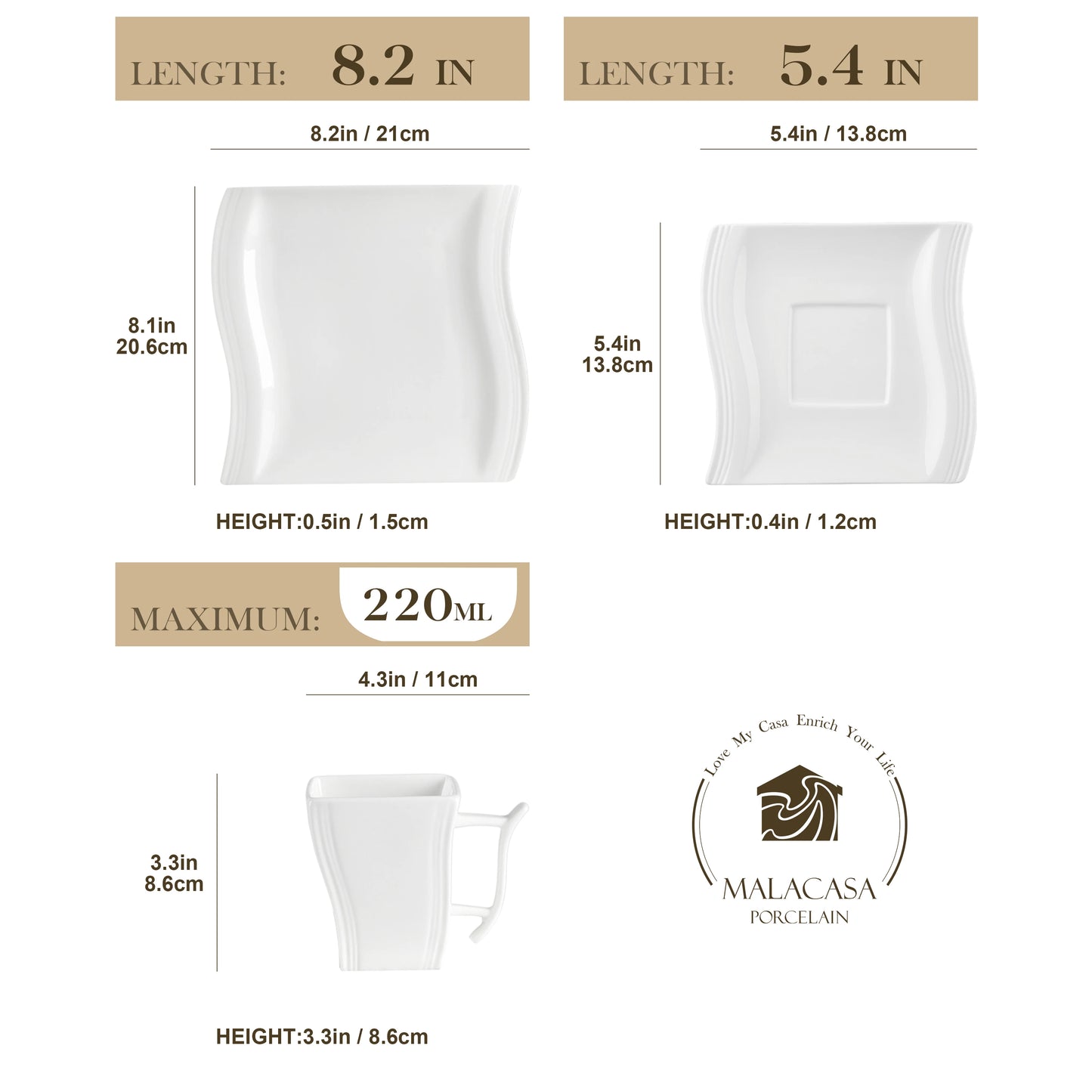 MALACASA Flora Porcelain Coffee Cup and Saucer Set