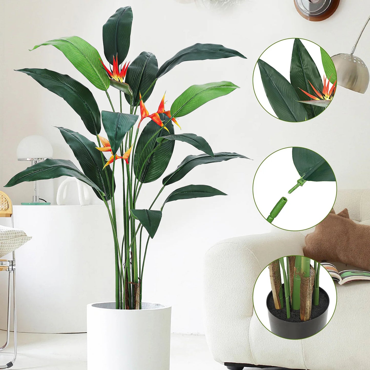 HiMISSCN Bird of Paradise Artificial Plant Twin Pack Home Decor