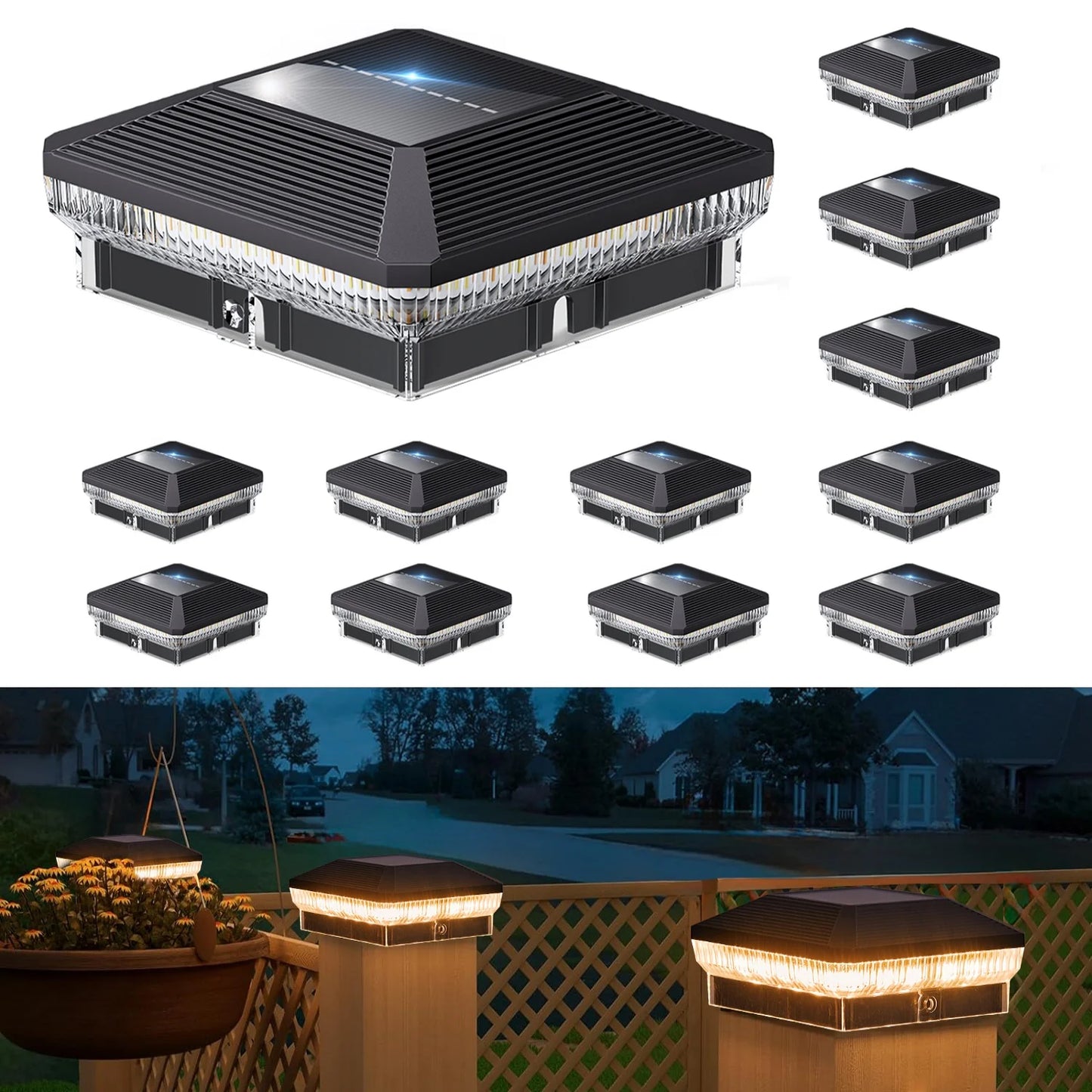 KPSTEK Solar Post Lights Outdoor Fence Lights With Three Modes