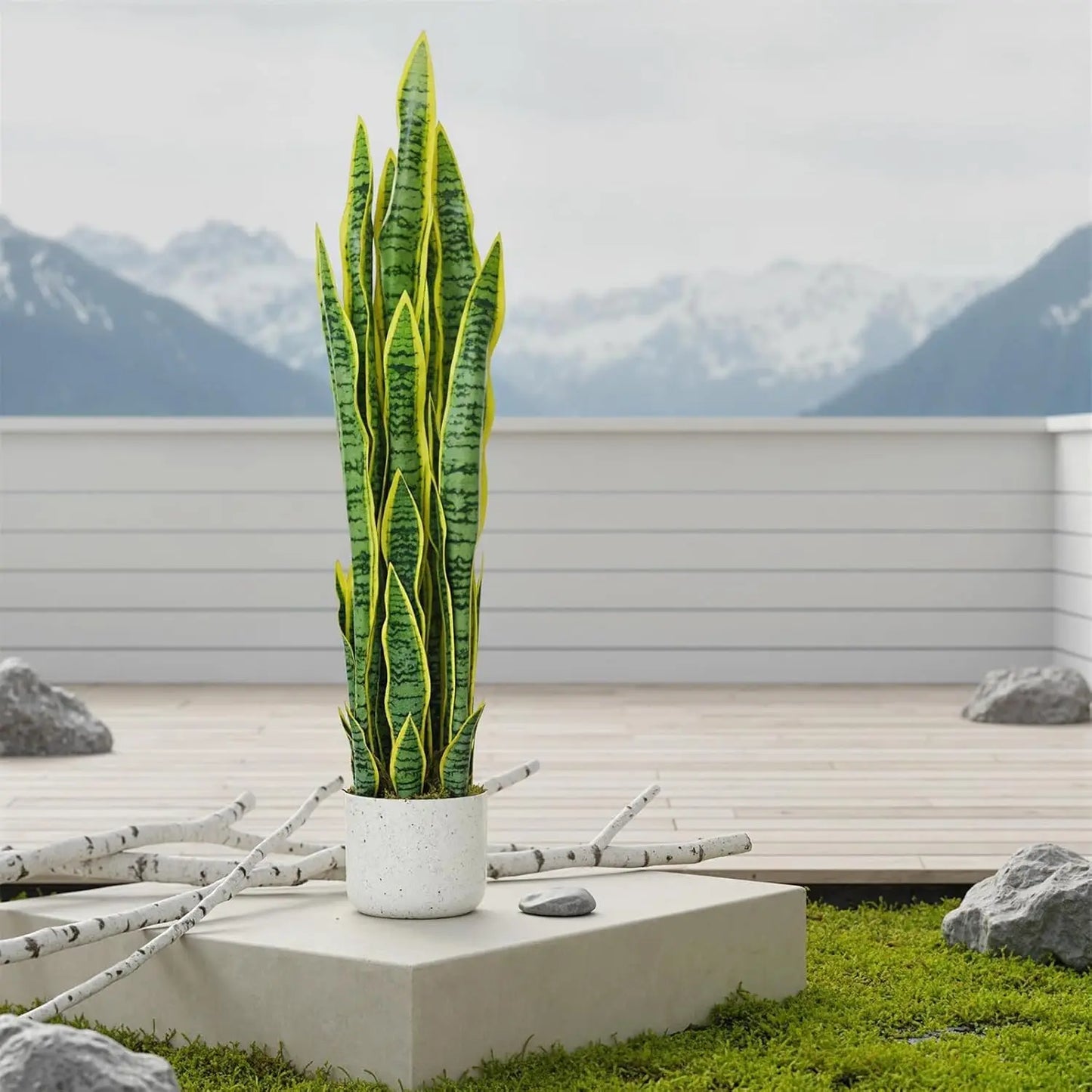 HiMISSCN Sansevieria Snake Plant Artificial in Planter