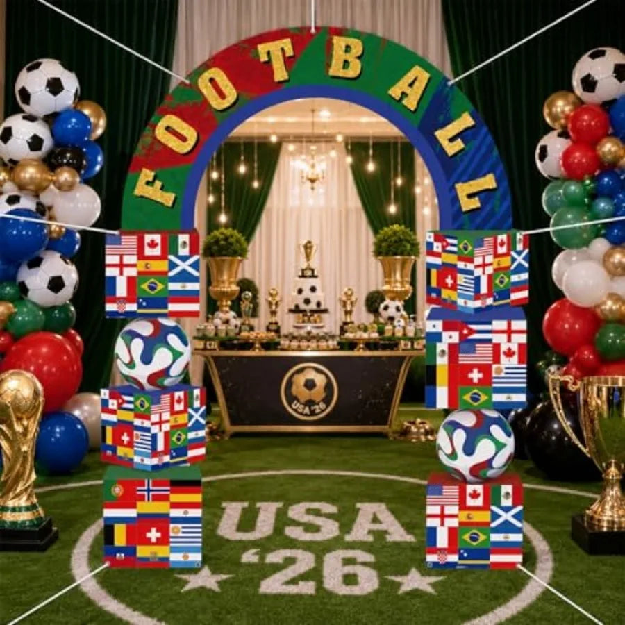 World Soccer Party Door Banner Sports Theme Porch Sign Decorations