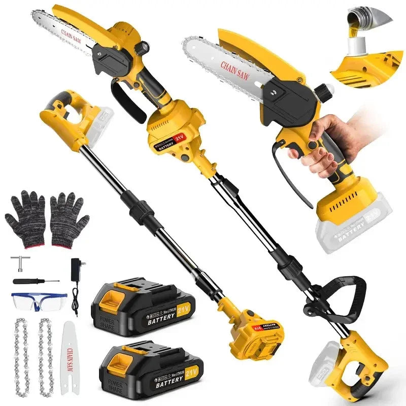 2-In-1 Brushless Electric Telescoping Pole Saw Mini Chainsaw Battery