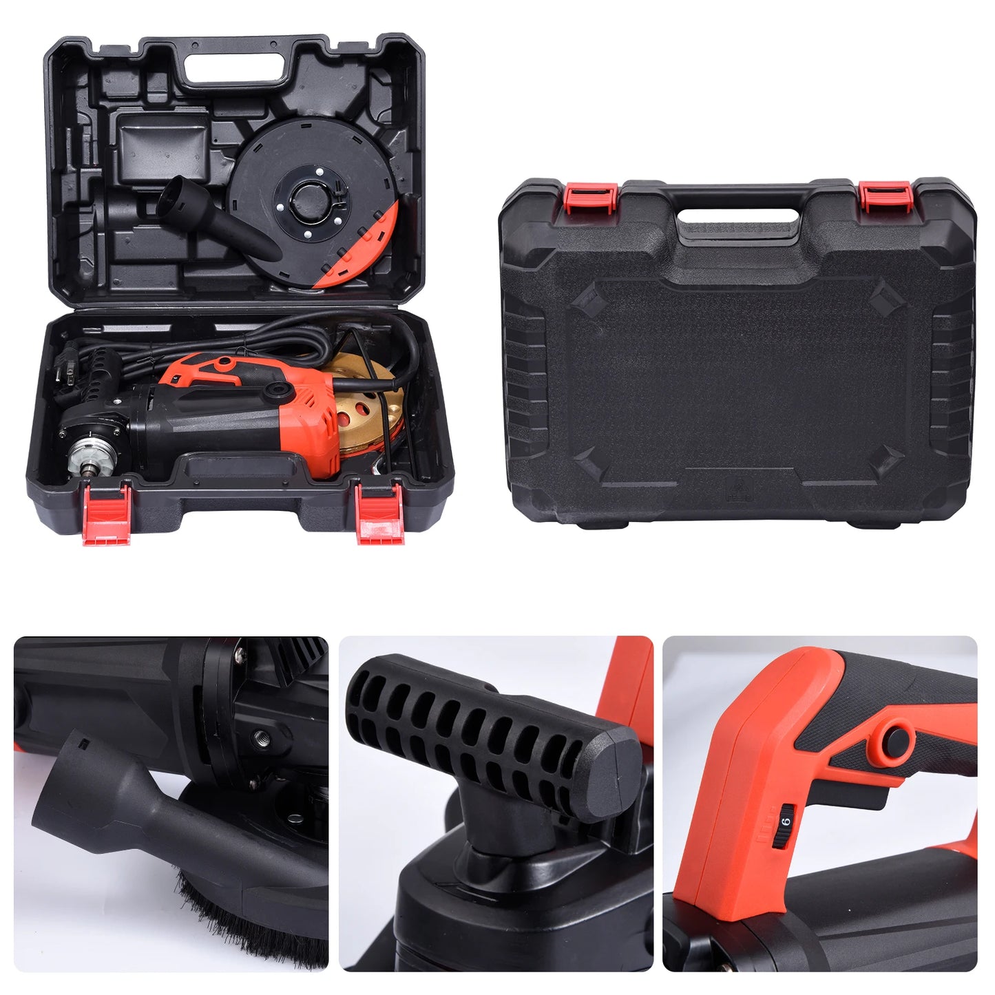 Concrete Grinder With Dust Shroud And Double Grip Electric Angle Kit