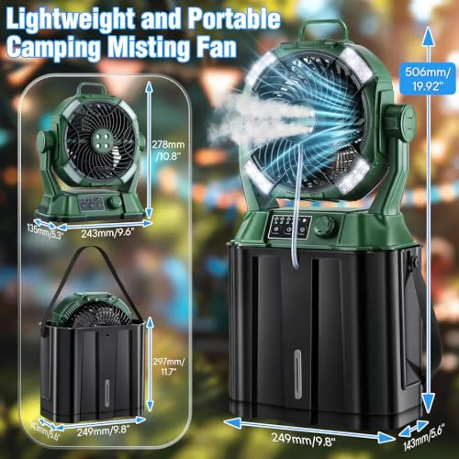 Portable Outdoor Misting Fan for Patio with USB Power 20000mAh