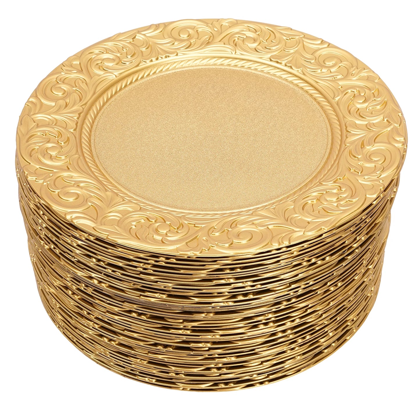 Round Charger Plates Set 100 Piece With Patterned Reusable Plates