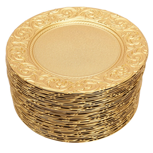 Round Charger Plates Set 100 Piece With Patterned Reusable Plates