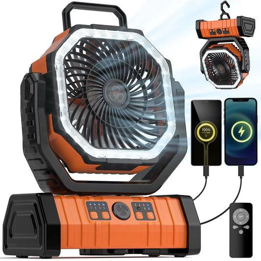 Camping Fan 20000mAh Battery Powered Rechargeable LED Light Tent Fan