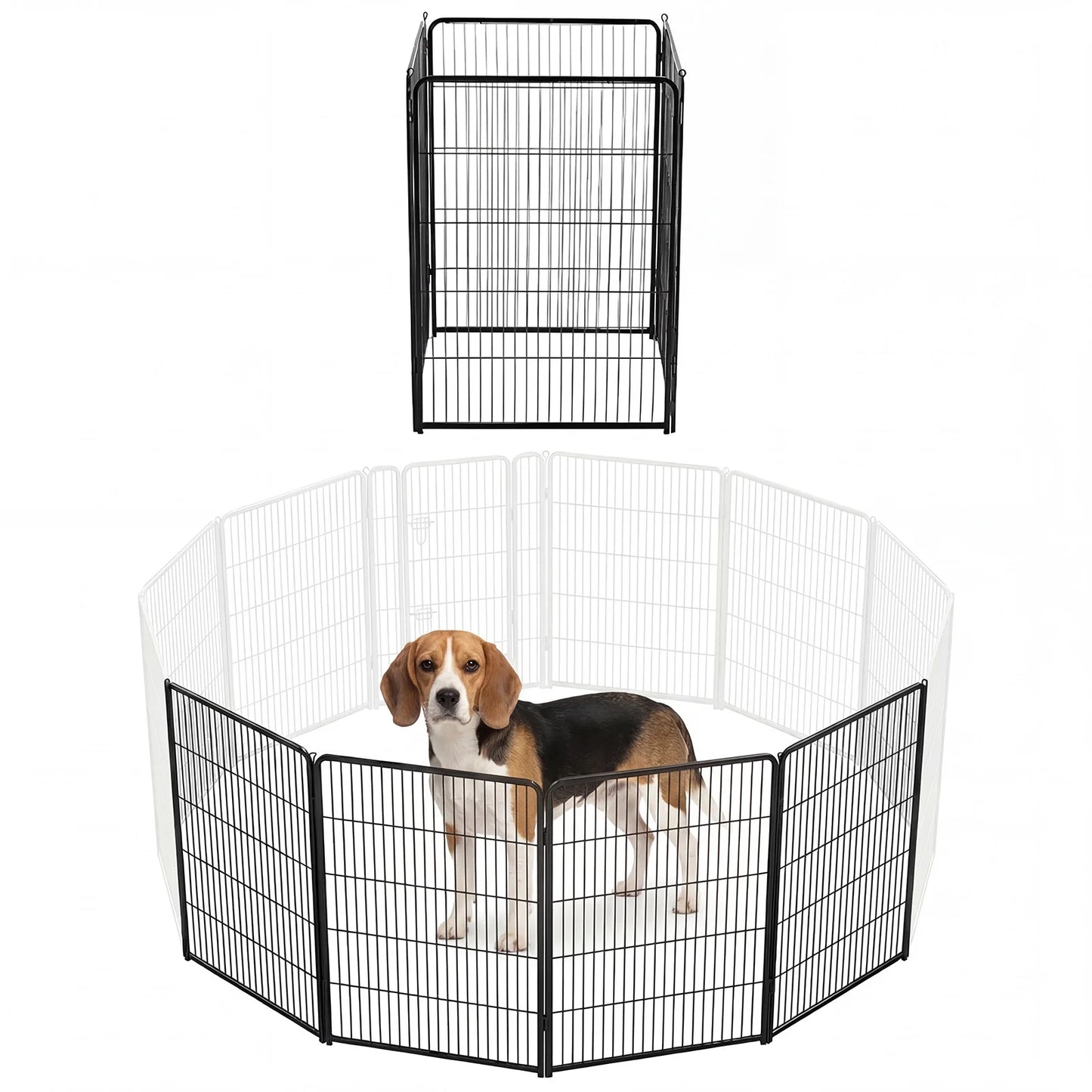 JHK 6 Panel Foldable Metal Dog Playpen Indoor Outdoor Pet Fence