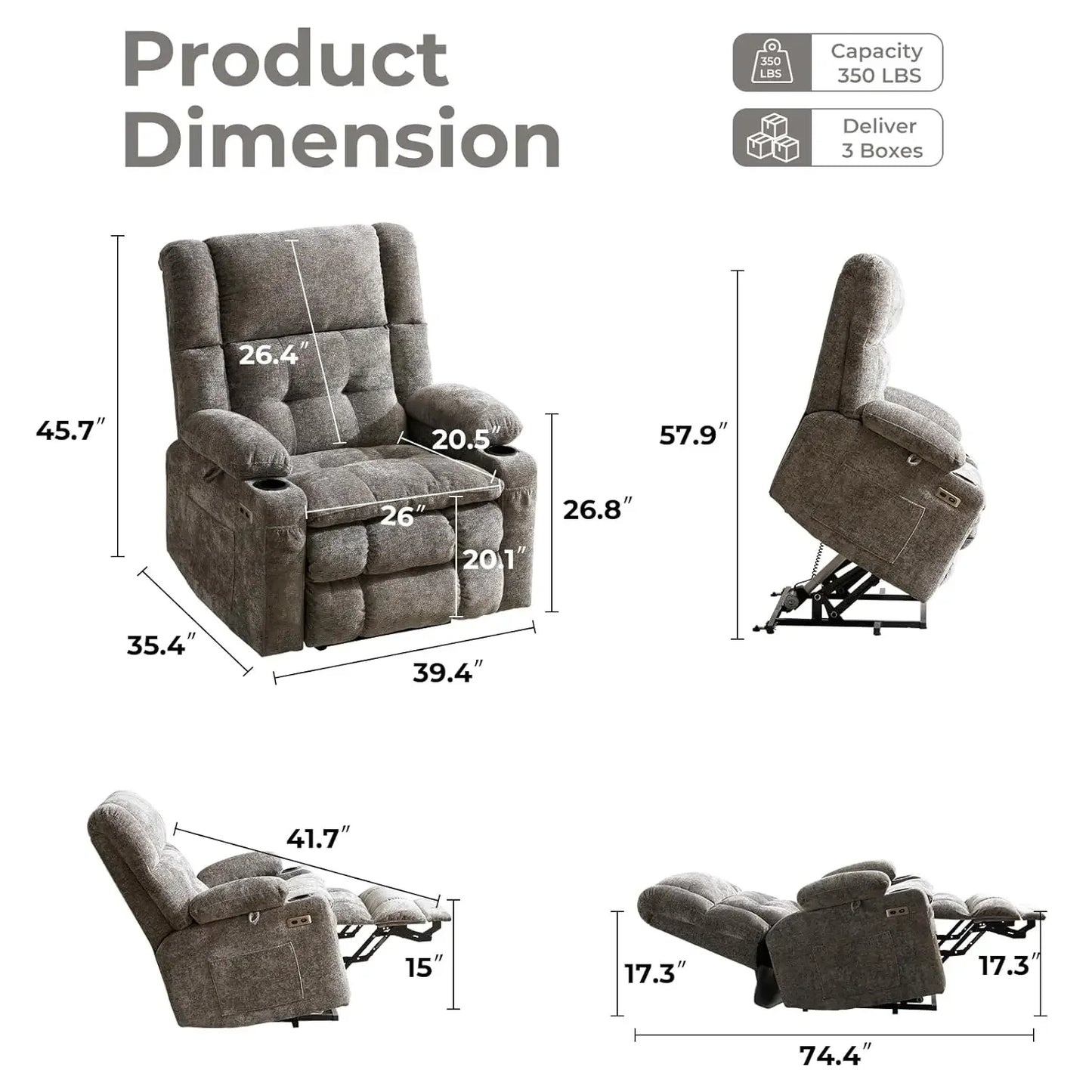 Dual Motor Lift Recliner With Massage And Heat Function