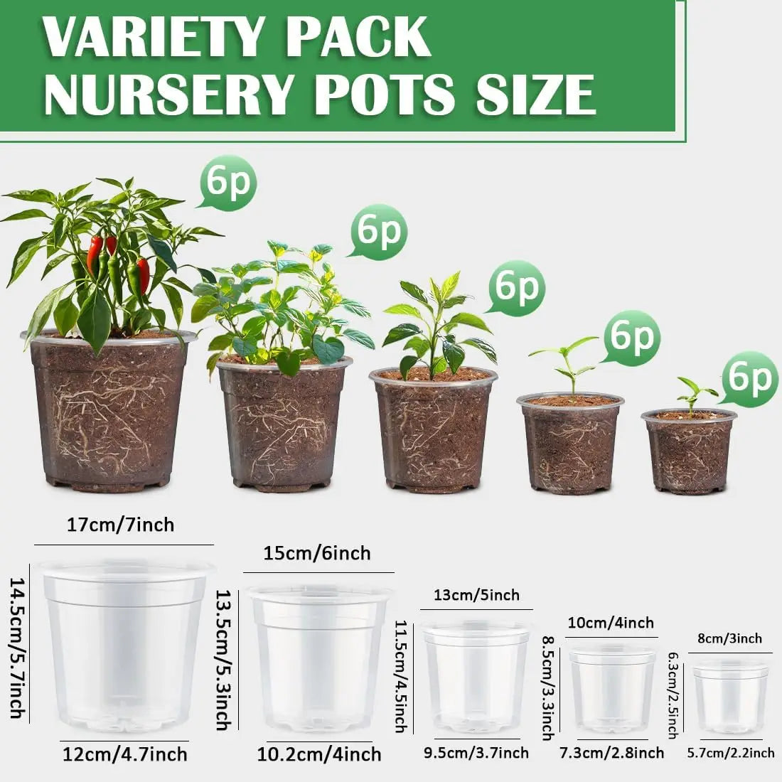 Clear Nursery Pots With Drainage Holes For Seedlings And Succulents