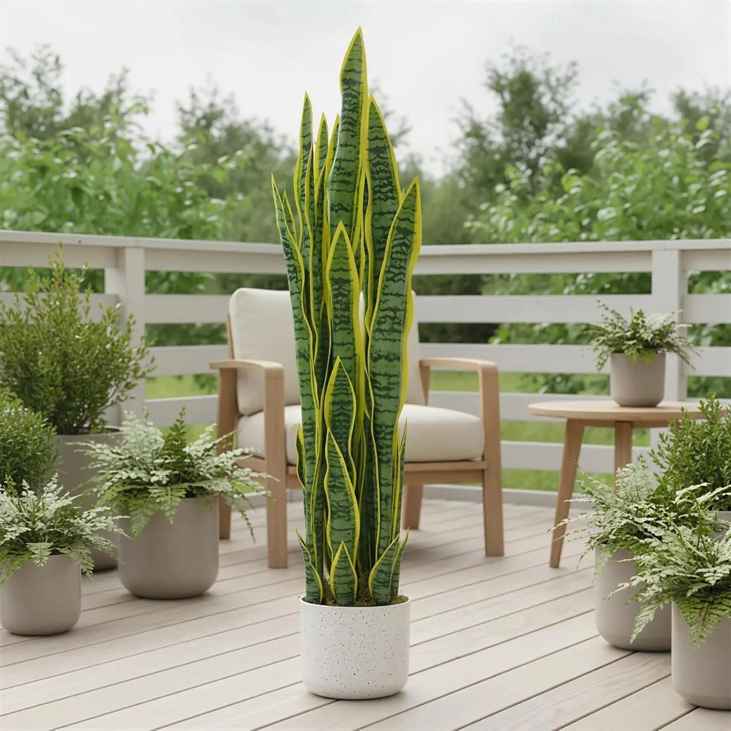 HiMISSCN Sansevieria Snake Plant Artificial in Planter
