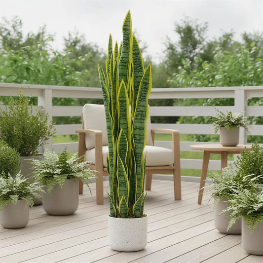HiMISSCN Sansevieria Snake Plant Artificial in Planter