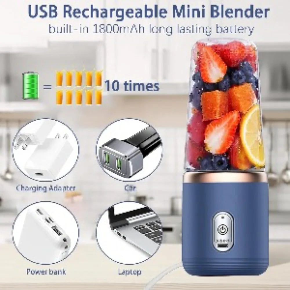 ATMDOG Portable USB Rechargeable Personal Blender 400ml 6 Blades