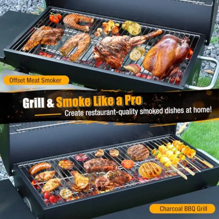 SHXI Charcoal Barrel BBQ Grill With Side Table For Backyard