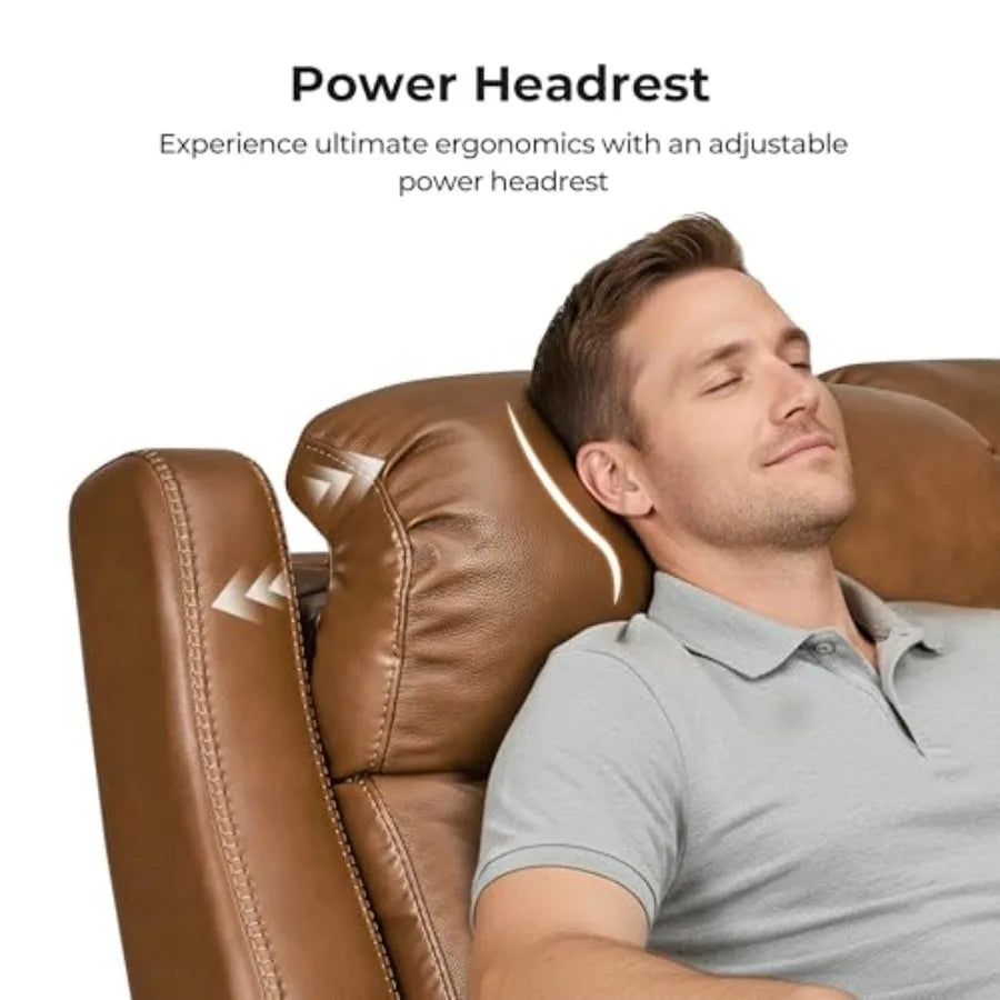 Leather Dual Motor Power Recliner Loveseat Wall Hugger USB Ports