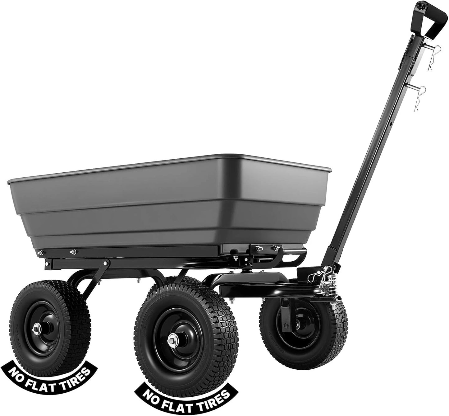 Poly Garden Cart Dump Wheelbarrow Heavy Duty 2-In-1 Handle