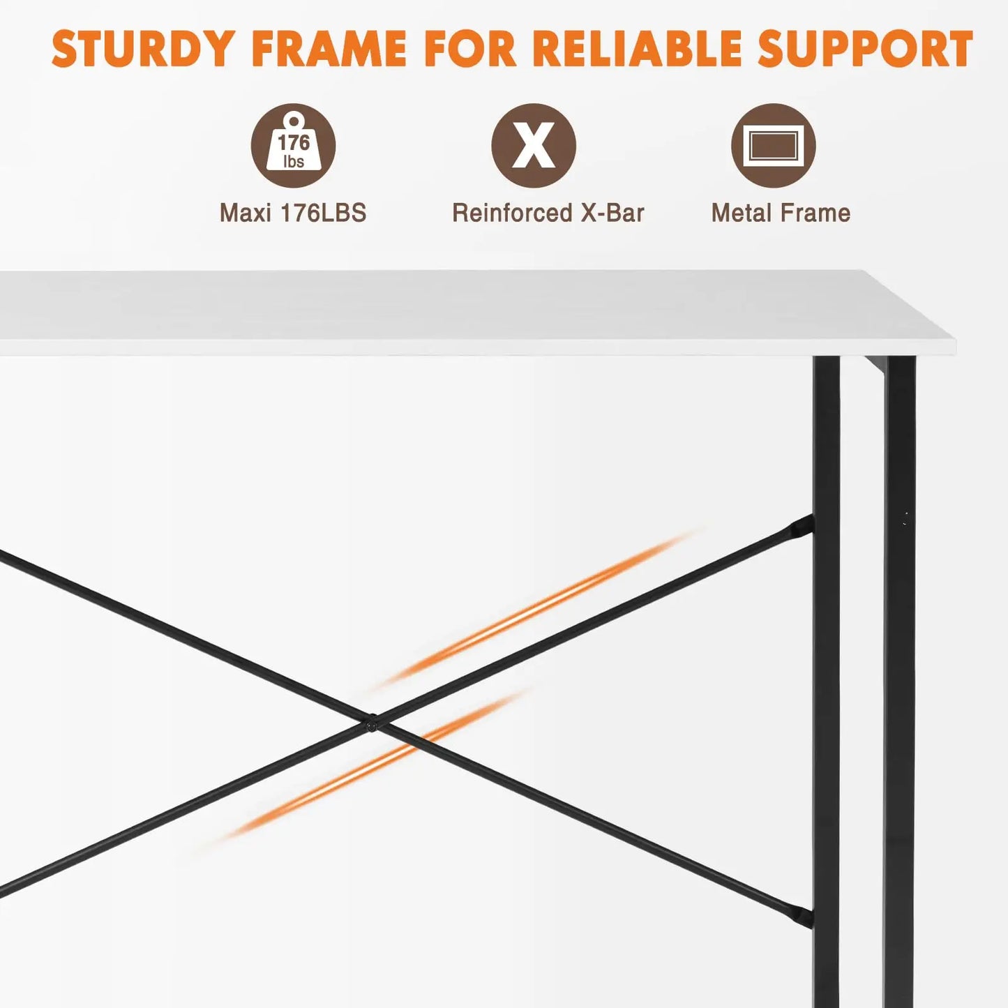 JHK Computer Desk For Office And Gaming With Wood Tabletop