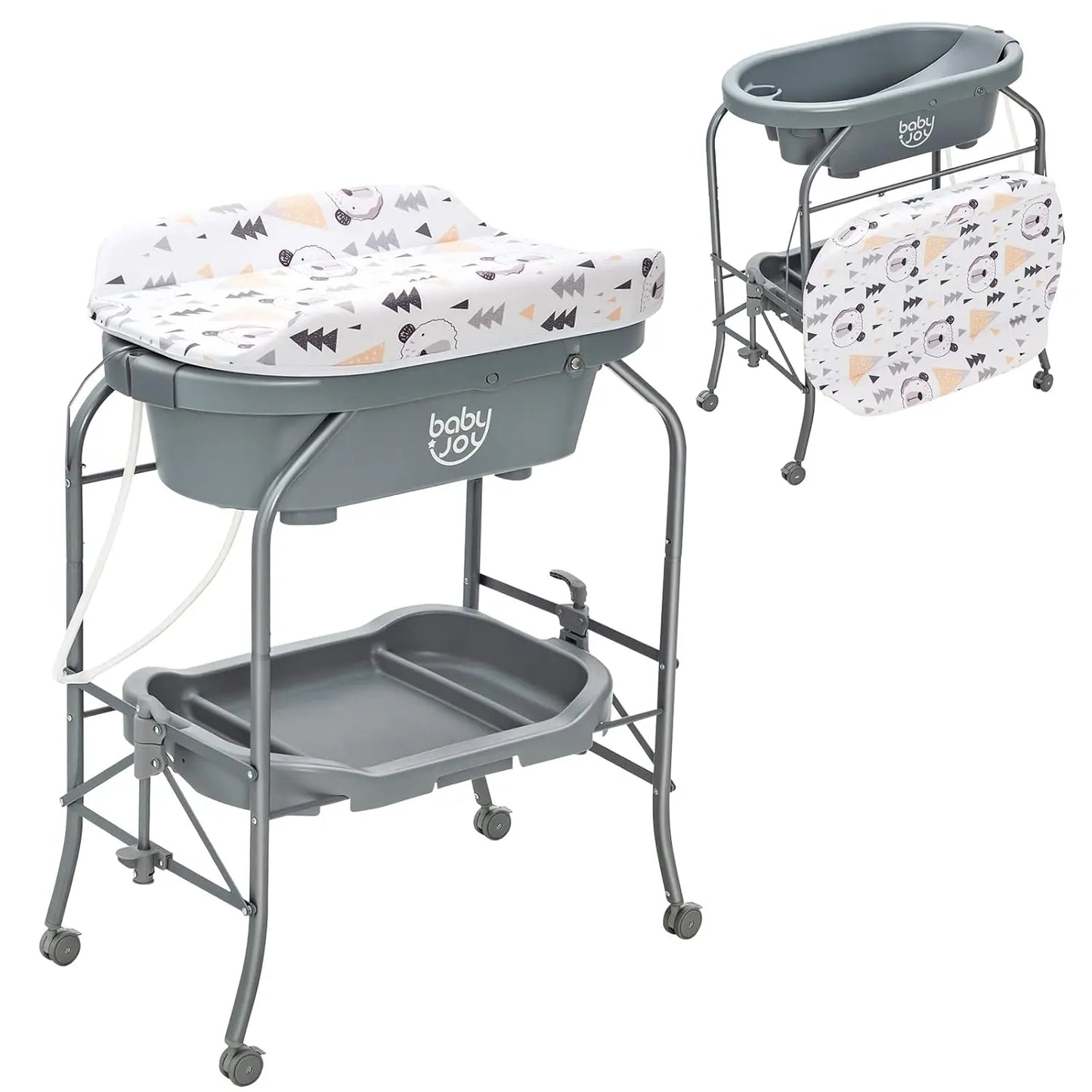 Baby Bathtub With Changing Table And Foldable Diaper Station Portable